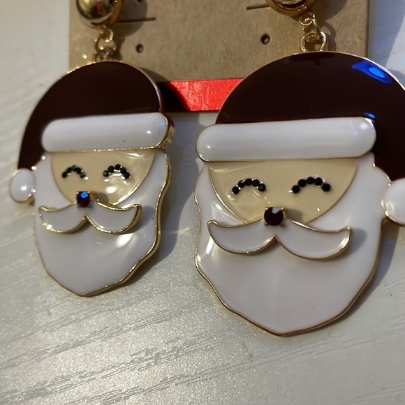 Santa Earrings with rhinestones Christmas Holiday n - Picture 2 of 3